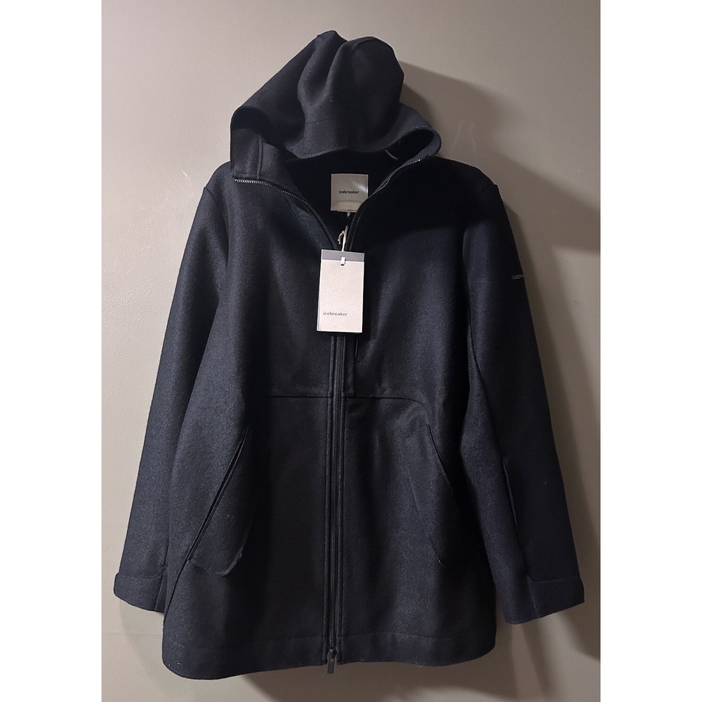 Icebreaker Womens Gray Felted Merino Wool Hooded Jacket Medium Oversized NWT